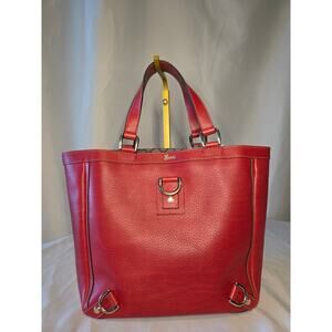Gucci Calfskin Abbey D-Ring Small Tote Red Leather Bag GG Canvas interior